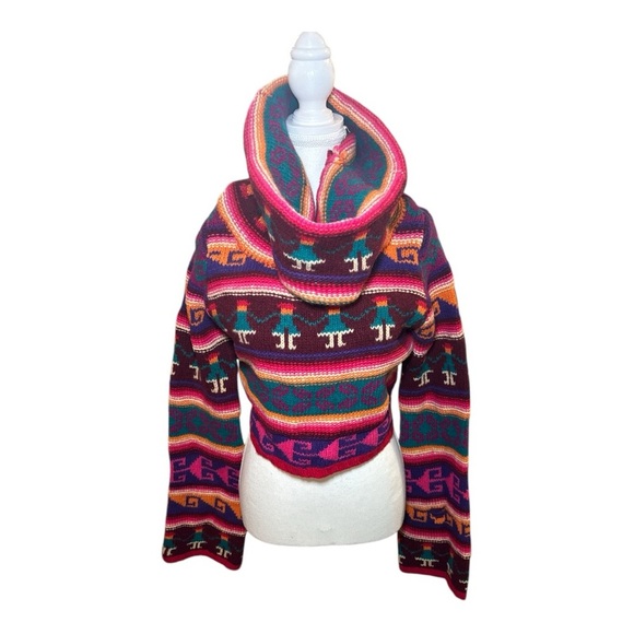 RARE H&M Designer Inspired Wool Aztec Boho Turtleneck Sweater Sz 10 - Picture 2 of 15